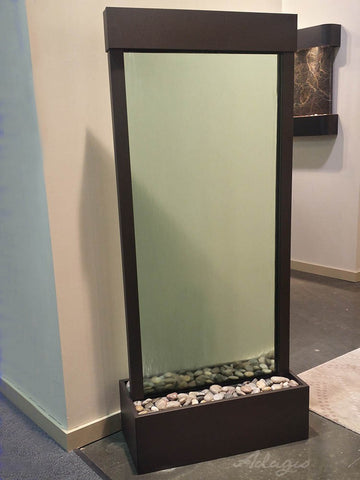Floor Fountain - Harmony River (Centered In Base) - Green Glass - Antique Bronze - hrc3552show