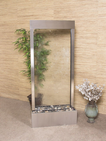 Floor Fountain - Harmony River (Centered In Base) - Clear Glass - Stainless Steel - hrc2050