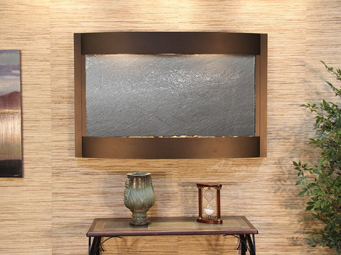Wall Fountain - Calming Waters - Black FeatherStone - Antique Bronze - cwa3511