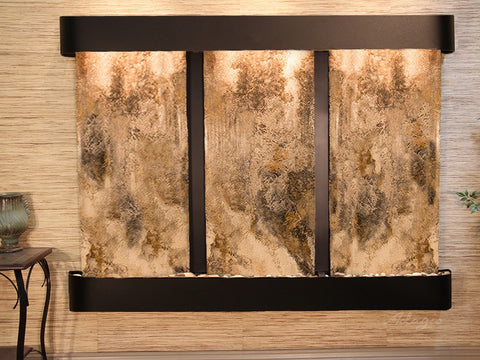 Wall Fountain -Deep Creek - Magnifico Travertine - Blackened Copper - Rounded - dcr1508_1