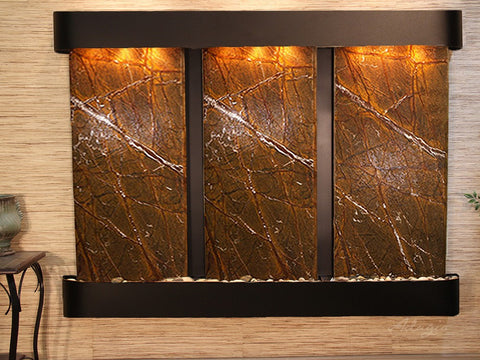 Wall Fountain -Deep Creek - Rainforest Brown Marble - Blackened Copper - Rounded - dcr1506_1