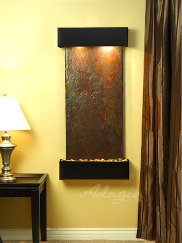 Wall Fountain - Cascade Springs - Multi-Color Slate - Blackened Copper - Squared - css1504