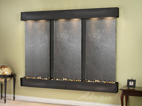 Wall Fountain - Deep Creek - Black FeatherStone - Blackened Copper - Squared - DCFS1511