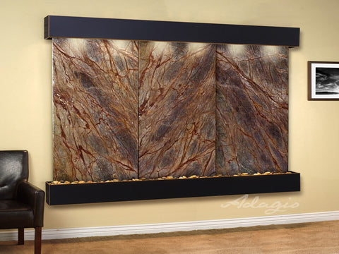 Wall Fountain - Solitude River - Rainforest Brown Marble - Blackened Copper - Squared - srs15062