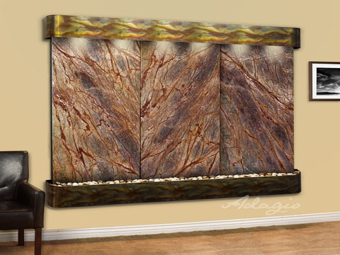 Wall Fountain - Solitude River - Rainforest Brown Marble - Rustic Copper - Rounded - srr1006a
