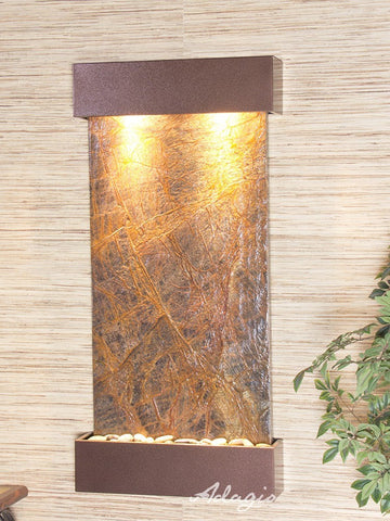 Wall Fountain - Whispering Creek - Rainforest Brown Marble - Copper Vein - wcs5006