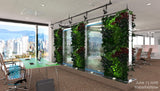 living wall partition glass waterfall feature