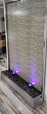 6x9 Brushed Stainless Steel Water Wall - Clear Tempered Glass - Rear Mounted