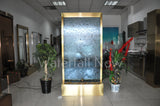 78" Gold Electroplated Stainless Trim Water Wall - Blue Glass - GPBG78FF