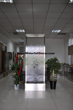 7.5 Feet Indoor Floor Fountain Stainless Steel Clear Glass - BSCG90FF