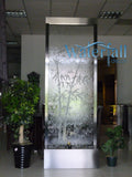 7.5 Feet Indoor Floor Fountain Black Electroplated Titanium Bamboo Clear Glass - DTBG90FF