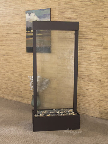 Floor Fountain - Harmony River (Centered In Base) - Clear Glass - Antique Bronze - HRC3550