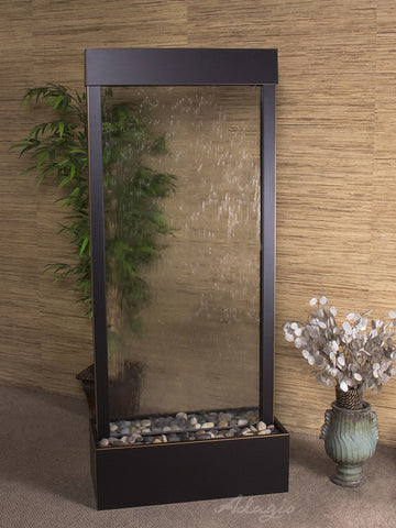 Floor Fountain - Harmony River (Centered In Base) - Clear Glass - Blackened Copper - hrc15503