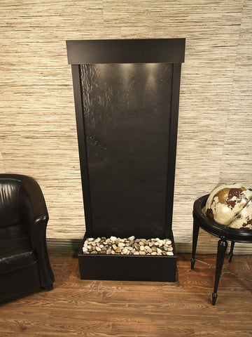 Floor Fountain - Harmony River (Flush Mounted Towards Rear Of The Base) - Black FeatherStone - Antique Bronze - hrf3511_1