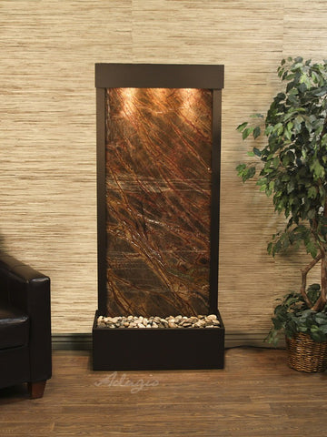 Floor Fountain - Harmony River (Flush Mounted Towards Rear Of The Base) - Rainforest Brown Marble - Antique Bronze - hrf3506_1