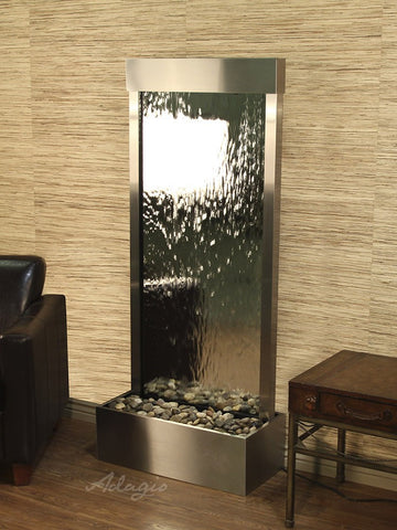 Floor Fountain - Harmony River (Flush Mounted Towards Rear Of The Base) - Silver Mirror - Stainless Steel - hrf2040_1