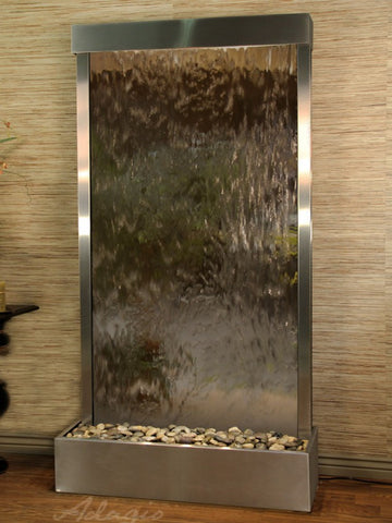 Floor Fountain - Tranquil River (Flush Mounted Towards Rear Of The Base) - Bronze Mirror - Stainless Steel - trf20412