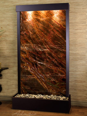 Floor Fountain - Tranquil River (Flush Mounted Towards Rear Of The Base) - Rainforest Brown Marble - Blackened Copper - trf15062