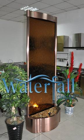 7.5 Feet Indoor Floor Fountain Rose Gold Trim Bronze Mirror - RGBM90FF