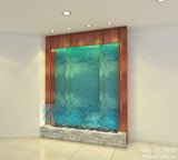 blue glass waterwall