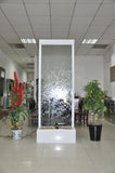 7.5 Feet Indoor Floor Fountain Powder Coated White Trim Bamboo Pattern Glass - PCWPG90FF