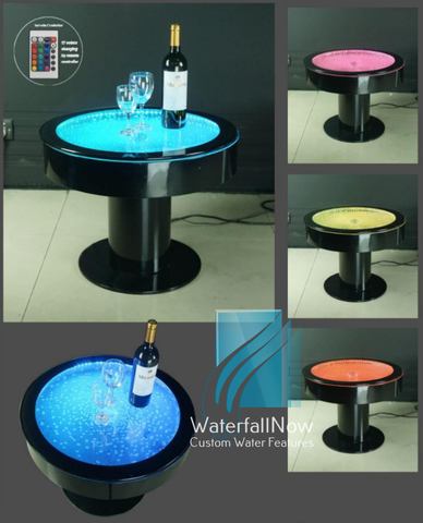 RGB LED Bubble Panel Round Table - Black Acrylic - bwpta2150b