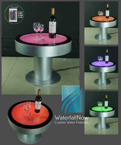 RGB LED Bubble Panel Round Table - Stainless Steel - bwpts2150