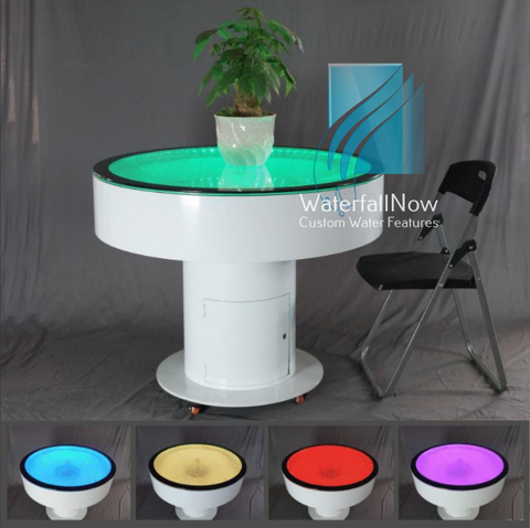 RGB LED Bubble Table - White Powder Coated Metal - bwpta2150w