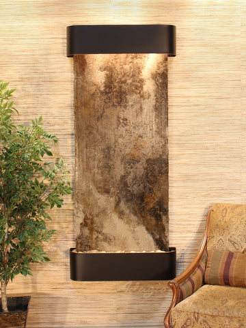 Wall Fountain - Inspiration Falls - Magnifico Travertine - Blackened Copper - Rounded - ifr1508_1