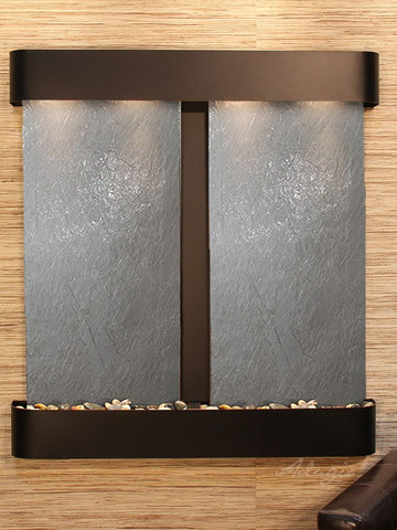 Wall Fountain - Aspen Falls - Black FeatherStone - Blackened Copper - Rounded - afr1511