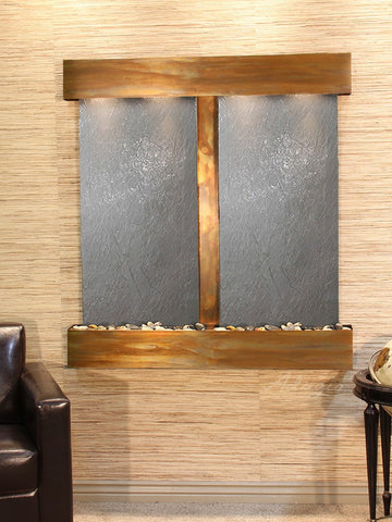 Wall Fountain - Aspen Falls - Black FeatherStone - Rustic Copper - Rounded - afs1011