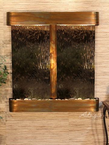 Wall Fountain - Aspen Falls - Bronze Mirror - Rustic Copper - Rounded - afr1041