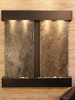 Wall Fountain - Aspen Falls - Green Slate - Blackened Copper - Squared - afs1502