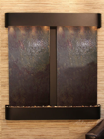 Wall Fountain - Aspen Falls - Multi-Color FeatherStone - Blackened Copper - Rounded - afr1514