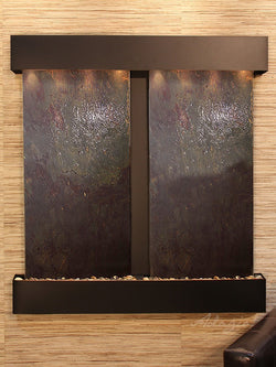 Wall Fountain - Aspen Falls - Multi-Color FeatherStone - Blackened Copper - Squared - afs1514