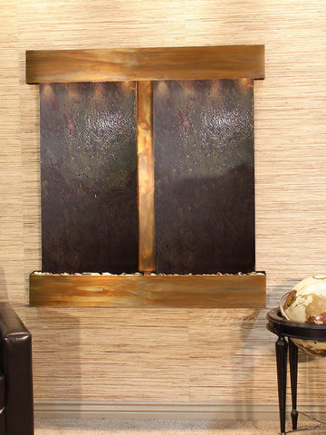 Wall Fountain - Aspen Falls - Multi-Color FeatherStone - Rustic Copper - Squared - afs1014