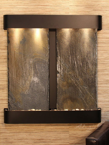 Wall Fountain - Aspen Falls - Multi-Color Slate - Blackened Copper - Rounded - afr1504