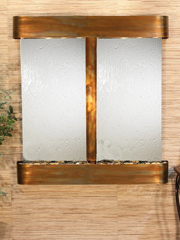 Wall Fountain - Aspen Falls - Silver Mirror - Rustic Copper - Rounded - afr1040