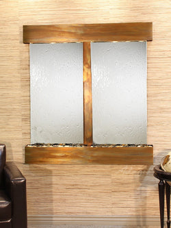 Wall Fountain - Aspen Falls - Silver Mirror - Rustic Copper - Squared - afs1040