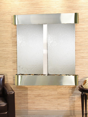 Wall Fountain - Aspen Falls - Silver Mirror - Stainless Steel - Rounded - afr2040