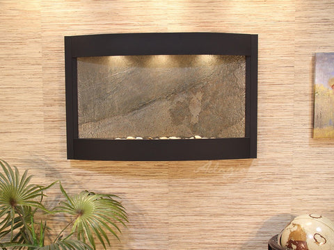 Wall Fountain - Calming Waters - Green FeatherStone - Textured Black - cwa1712