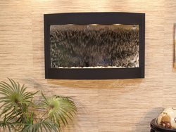 Wall Fountain - Calming Waters - Silver Mirror - Textured Black - cwa1740