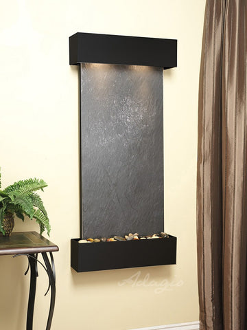 Wall Fountain - Cascade Springs - Black FeatherStone - Blackened Copper - Squared - CSS1511