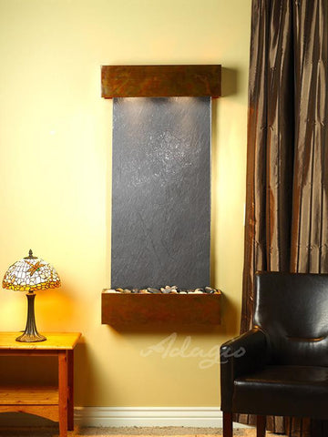 Wall Fountain - Cascade Springs - Black FeatherStone - Rustic Copper - Squared - CSS1011