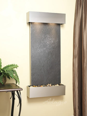 Wall Fountain - Cascade Springs - Black FeatherStone - Stainless Steel - Squared - CSS2011