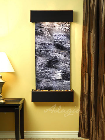 Wall Fountain - Cascade Springs - Black Spider Marble - Blackened Copper - Squared - css1507
