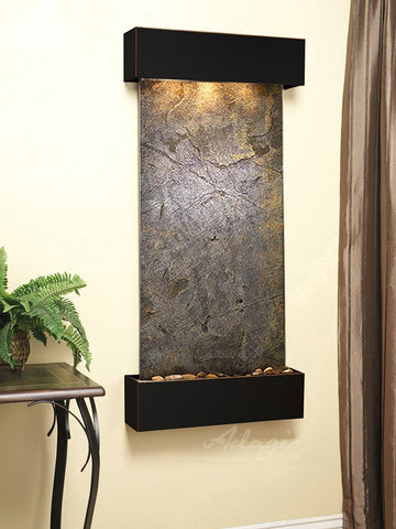 Wall Fountain - Cascade Springs - Green FeatherStone - Blackened Copper - Squared - CSS1512