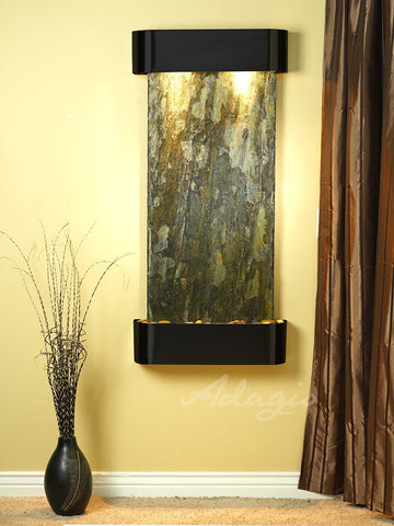 Wall Fountain - Cascade Springs - Green Slate - Blackened Copper - Rounded - csr1502