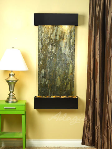 Wall Fountain - Cascade Springs - Green Slate - Blackened Copper - Squared - CSS1502
