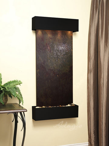 Wall Fountain - Cascade Springs - Multi-Color FeatherStone - Blackened Copper - Squared - CSS1514
